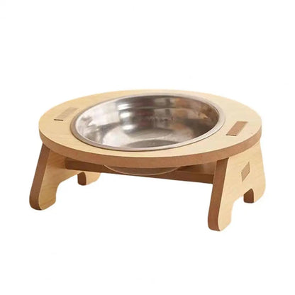 Fiesta elevada: cuencos de acero inoxidable para mascotas con soporte de madera